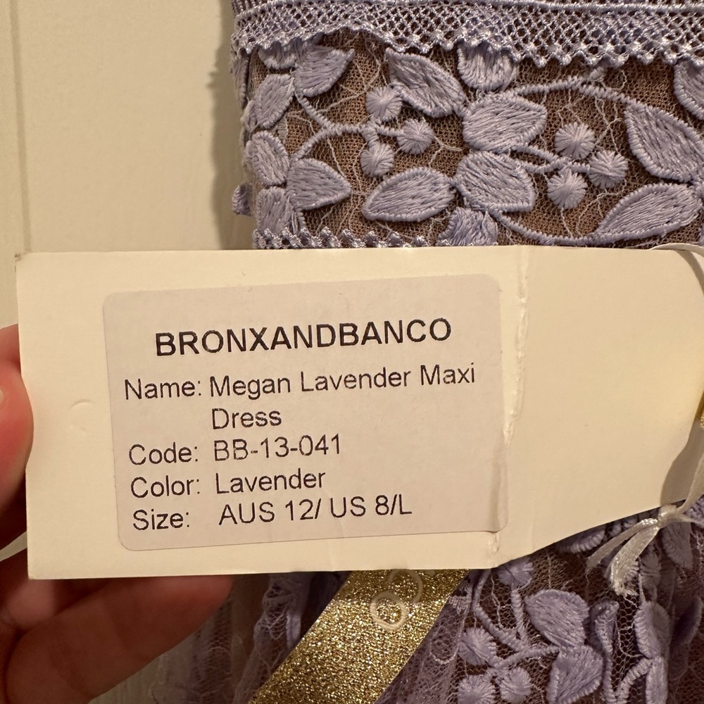 Bronx and Banco Megan Sleeveless V-Neck Lace Gown Lavender Size US 8 - Picture 8 of 16